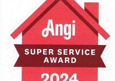 Red house emblem with "Angi Super Service Award 2024" written on it.